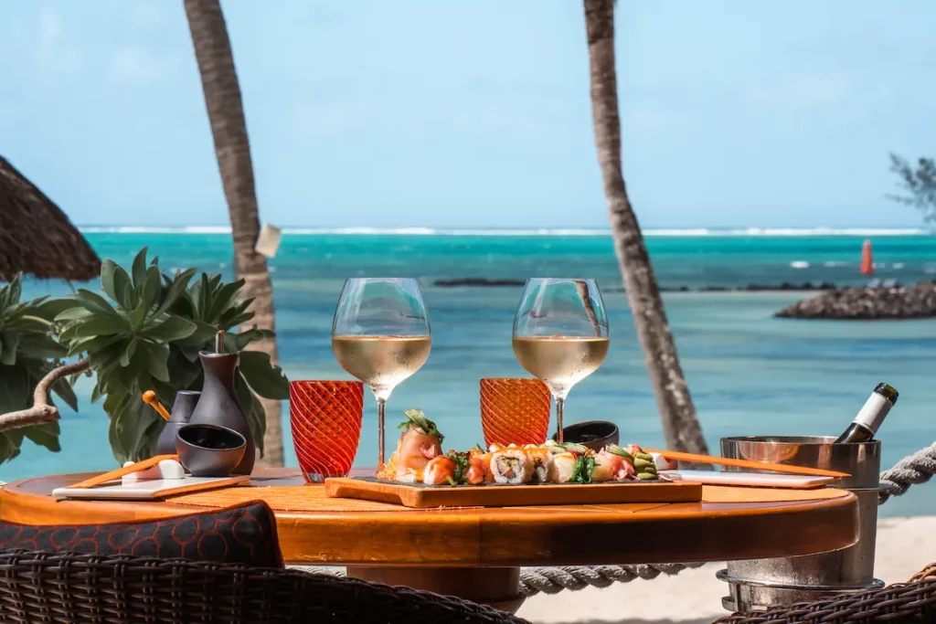 Vue sur l'océan indien depuis le restaurant asiatique du Constance Prince Maurice