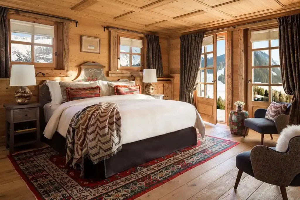 La chambre gentiane de l'hôtel 5 étoiles les Chalets du Mont d'Arbois à Megève